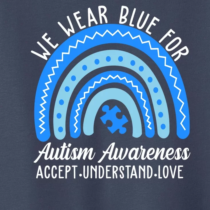 We Wear Blue For Autism Awareness Puzzle Rainbow Toddler T-Shirt