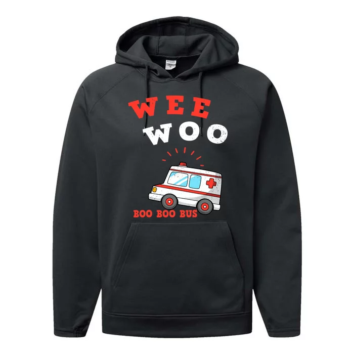 Wee Woo Boo Boo Bus Ambulance Funny EMS EMT Paramedic Gift Performance Fleece Hoodie