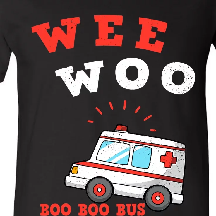 Wee Woo Boo Boo Bus Ambulance Funny EMS EMT Paramedic Gift V-Neck T-Shirt