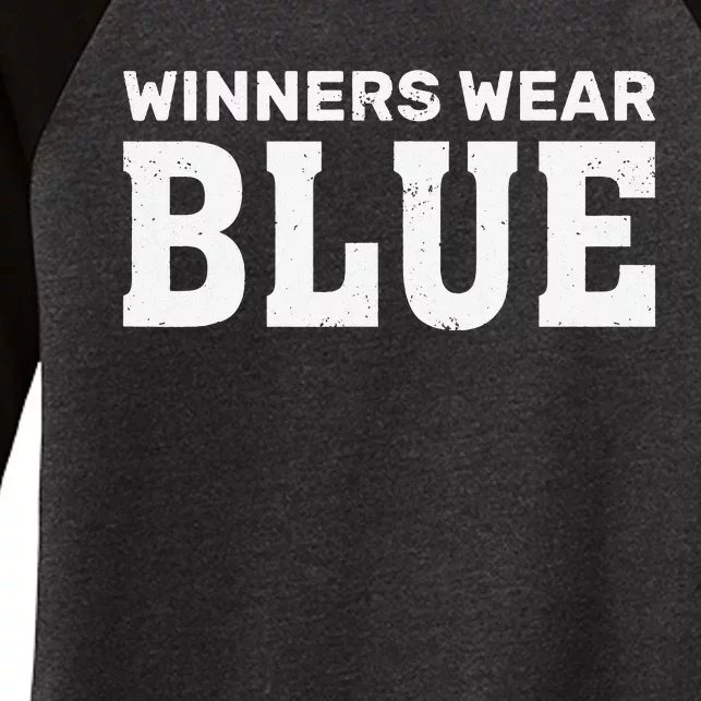 Winners Wear Blue Team Spirit Game Competition Camping Women's Tri-Blend 3/4-Sleeve Raglan Shirt