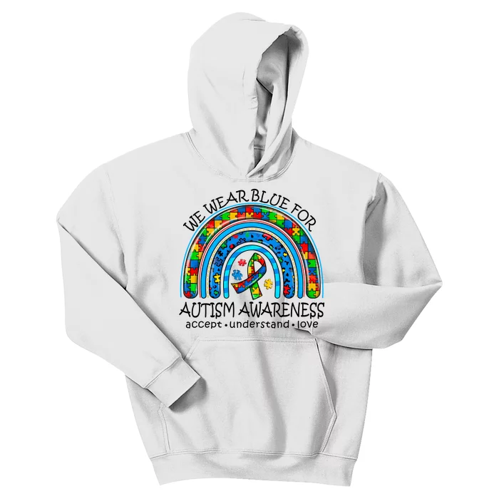 We Wear Blue For Autism Awareness Kids Hoodie