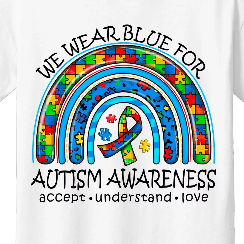 We Wear Blue For Autism Awareness Kids T-Shirt