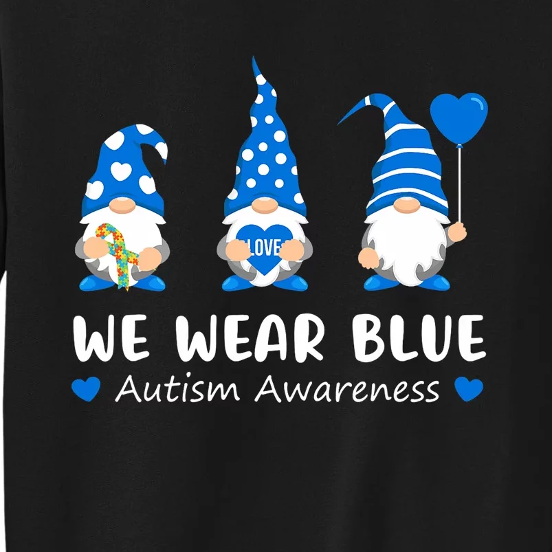 We Wear Blue Autism Awareness Gnomes Puzzle Ribbon Sweatshirt