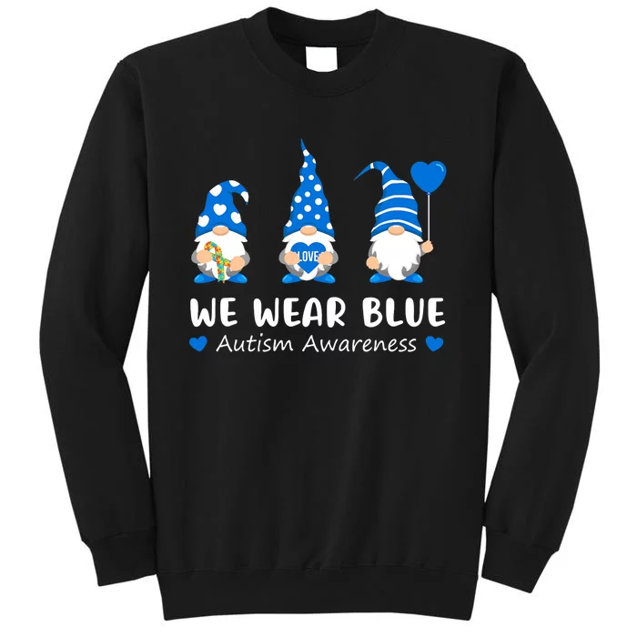 We Wear Blue Autism Awareness Gnomes Puzzle Ribbon Sweatshirt