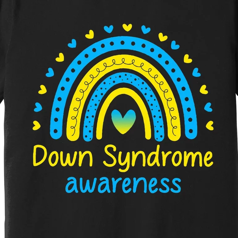 We Wear Blue And Yellow Down Syndrome Awareness Premium T-Shirt