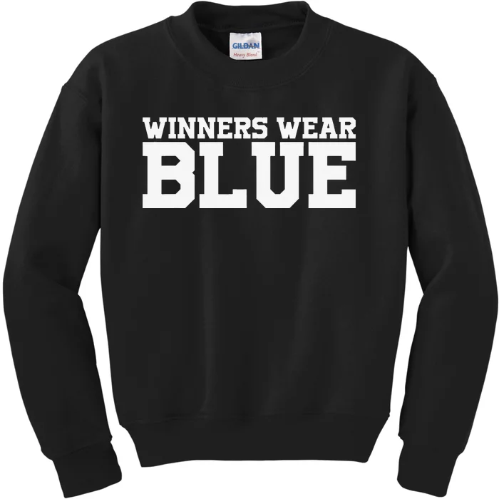 Winners Wear Blue Team Spirit Game Competition Color Sports Kids Sweatshirt