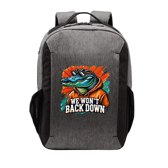 We WonT Back Down Blue And Orange Gator White Vector Backpack