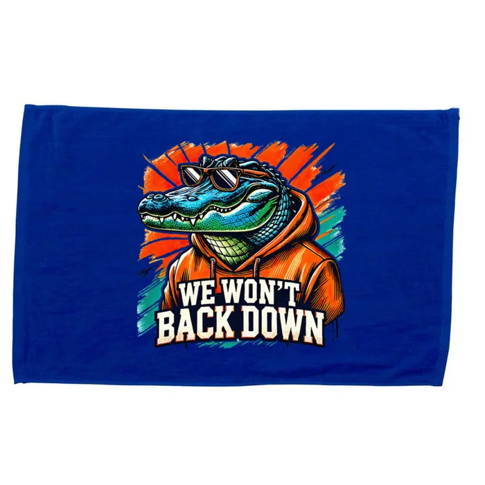 We WonT Back Down Blue And Orange Gator White Microfiber Hand Towel