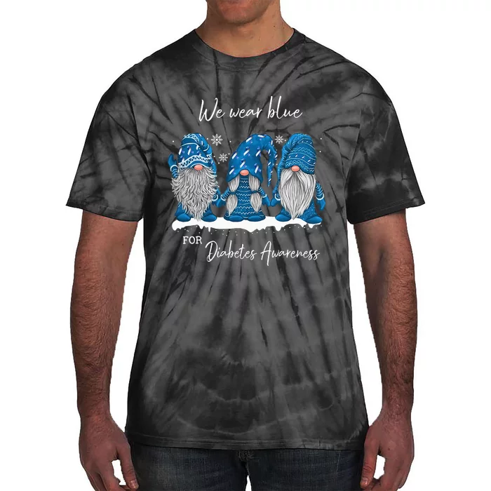 We Wear Blue For Diabetes Awareness Gnomes T1D Tie-Dye T-Shirt