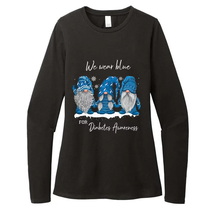 We Wear Blue For Diabetes Awareness Gnomes T1D Womens CVC Long Sleeve Shirt