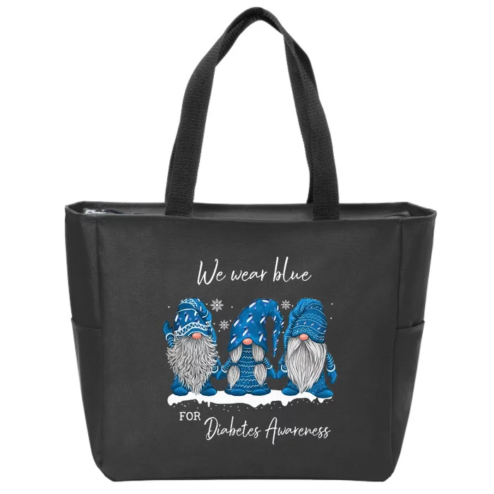 We Wear Blue For Diabetes Awareness Gnomes T1D Zip Tote Bag