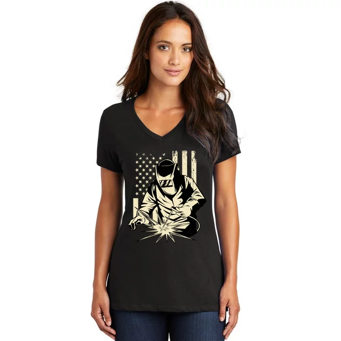 Welder Welding Blacksmith Metal Worker Fabricator Women's V-Neck T-Shirt