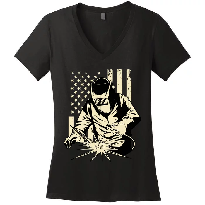 Welder Welding Blacksmith Metal Worker Fabricator Women's V-Neck T-Shirt