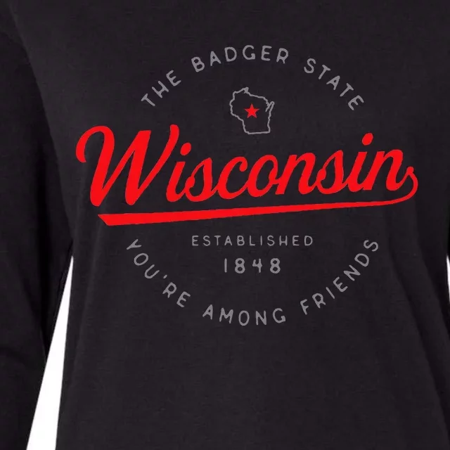 Wisconsin Wi Badger State YouRe Among Friends In Wisconsin Womens Cotton Relaxed Long Sleeve T-Shirt