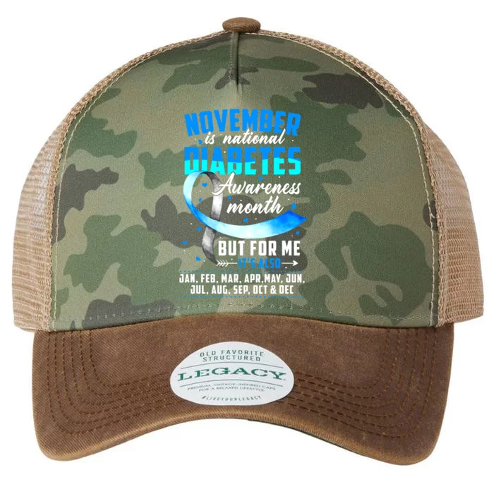 We Wear Blue For Diabetes Awareness Gift Legacy Tie Dye Trucker Hat