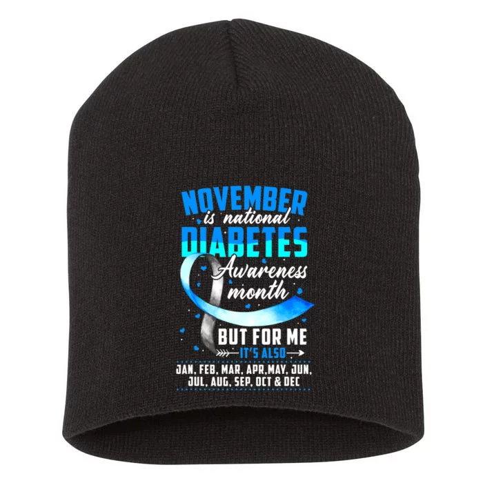 We Wear Blue For Diabetes Awareness Gift Short Acrylic Beanie