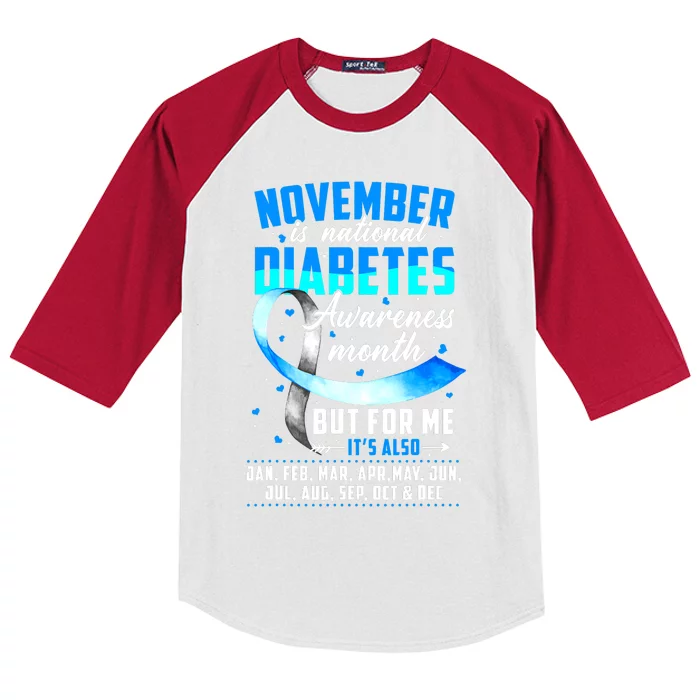 We Wear Blue For Diabetes Awareness Gift Kids Colorblock Raglan Jersey