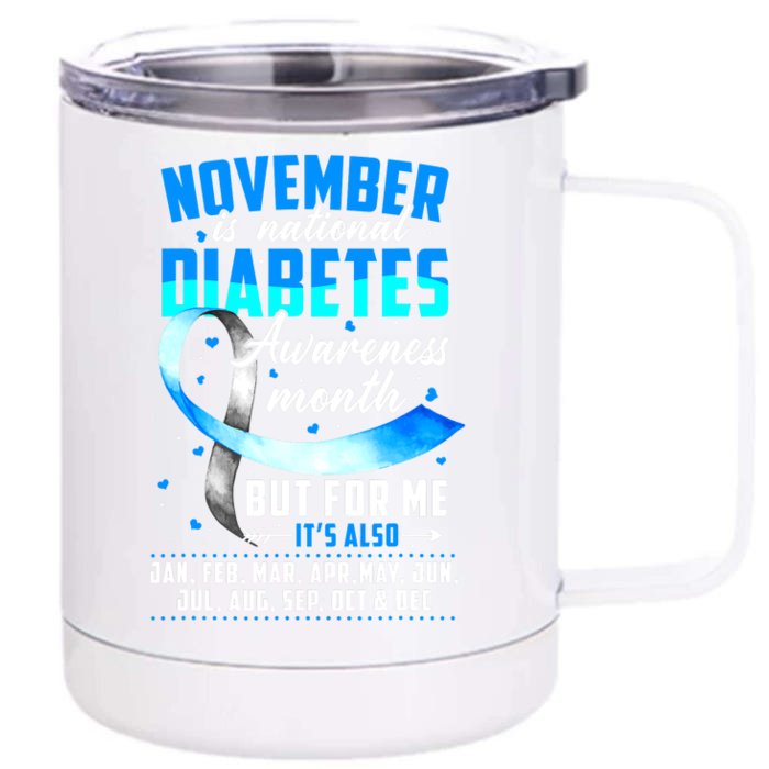 We Wear Blue For Diabetes Awareness Gift Front & Back 12oz Stainless Steel Tumbler Cup