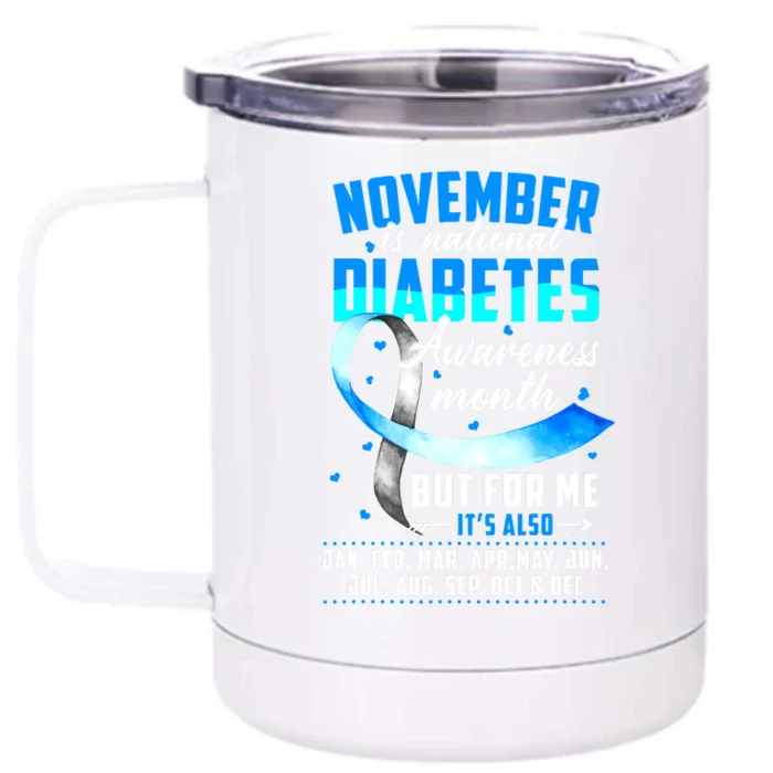 We Wear Blue For Diabetes Awareness Gift Front & Back 12oz Stainless Steel Tumbler Cup