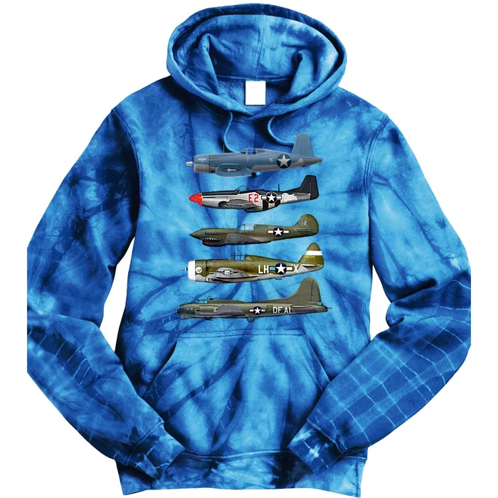 Ww2 Warplane Bgreat Gift17 P51 Mustang F4u Corsair P40 Warhawk Gift Tie Dye Hoodie