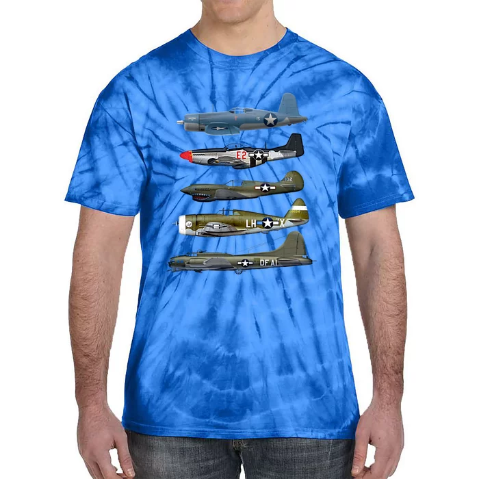 Ww2 Warplane Bgreat Gift17 P51 Mustang F4u Corsair P40 Warhawk Gift Tie-Dye T-Shirt