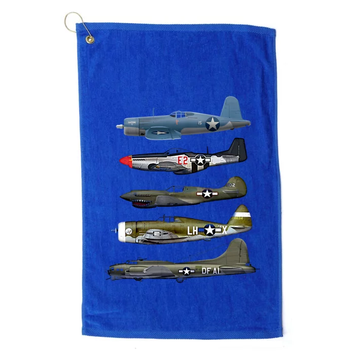 Ww2 Warplane Bgreat Gift17 P51 Mustang F4u Corsair P40 Warhawk Gift Platinum Collection Golf Towel