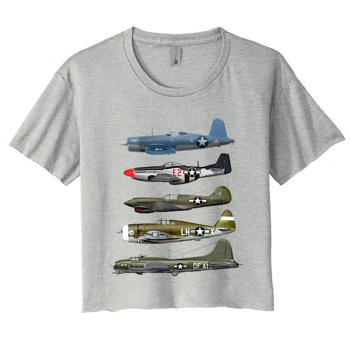 Ww2 Warplane Bgreat Gift17 P51 Mustang F4u Corsair P40 Warhawk Gift Women's Crop Top Tee