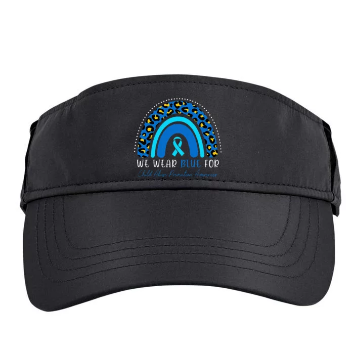 We Wear Blue Child Abuse Prevention Month Leopard Rainbow Adult Drive Performance Visor