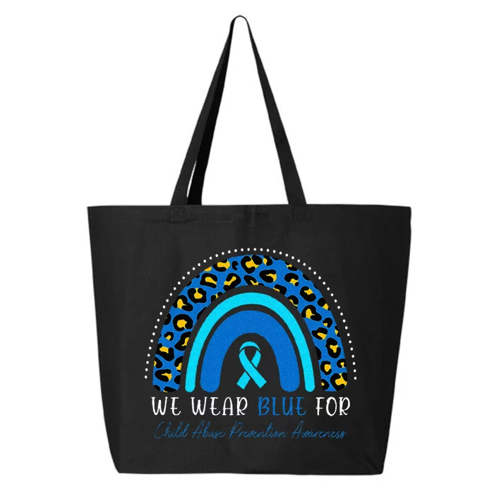 We Wear Blue Child Abuse Prevention Month Leopard Rainbow 25L Jumbo Tote