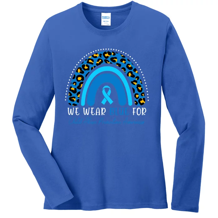 We Wear Blue Abuse Prevention Month Leopard Rainbow Funny Gift Ladies Long Sleeve Shirt