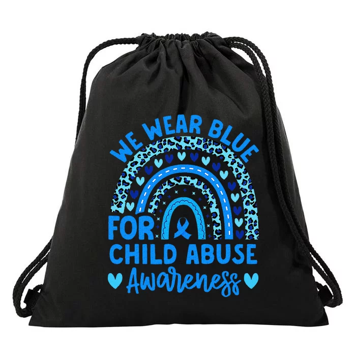 We Wear Blue Child Abuse Prevention Child Abuse Awareness Drawstring Bag