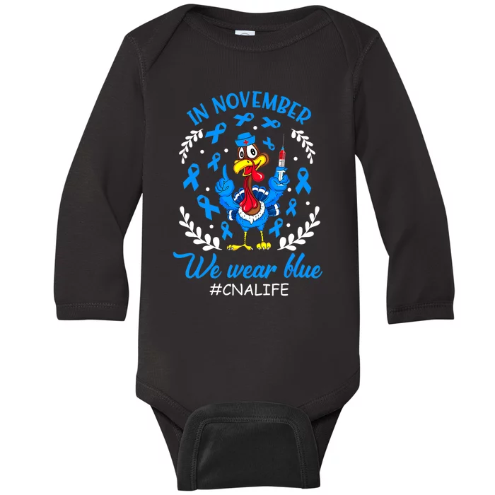 We Wear Blue For Diabetes Awareness Rainbow Gift Baby Long Sleeve Bodysuit