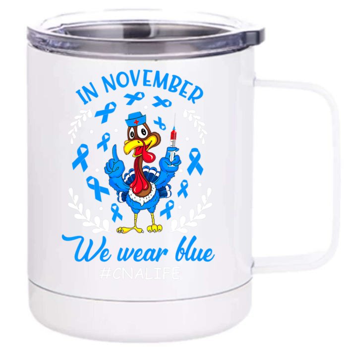 We Wear Blue For Diabetes Awareness Rainbow Gift Front & Back 12oz Stainless Steel Tumbler Cup