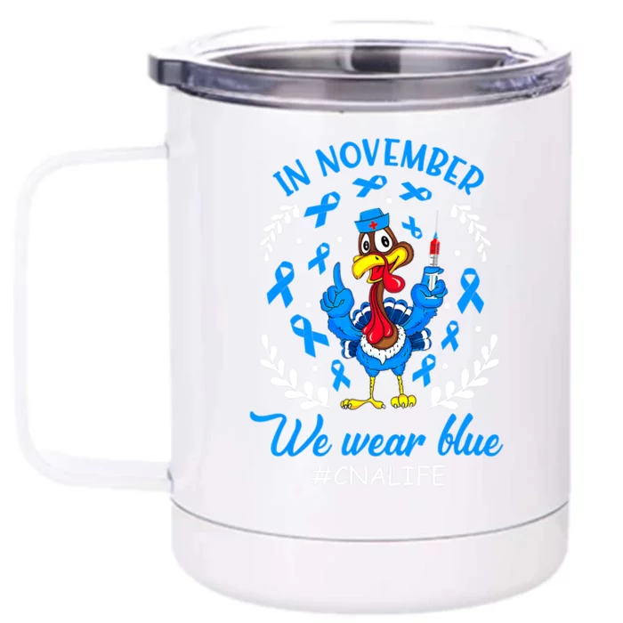 We Wear Blue For Diabetes Awareness Rainbow Gift Front & Back 12oz Stainless Steel Tumbler Cup