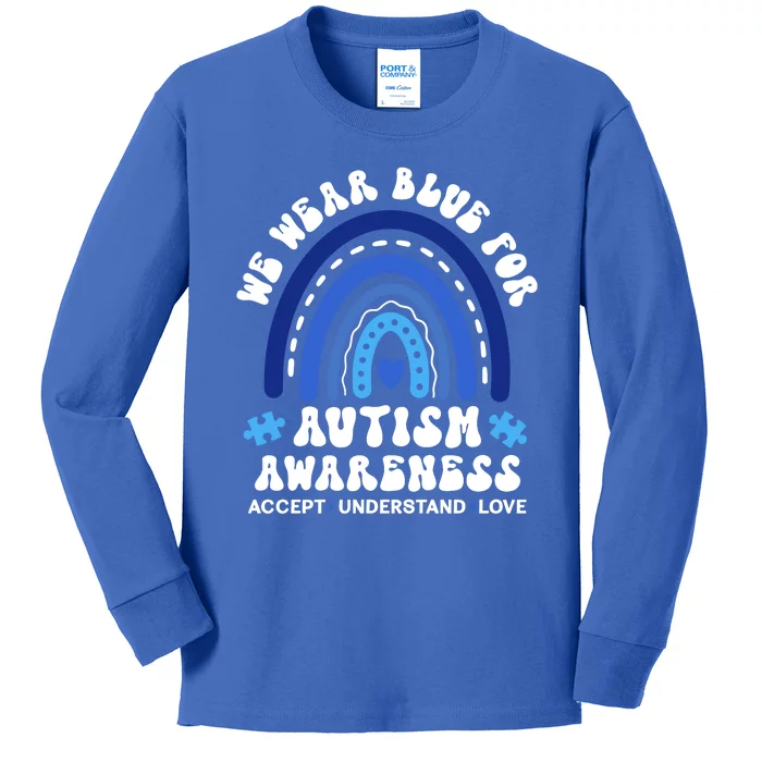 We Wear Blue For Autism Awareness Kids Long Sleeve Shirt