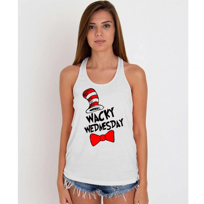 Wacky Wednesday Cat In Hat Women's Knotted Racerback Tank