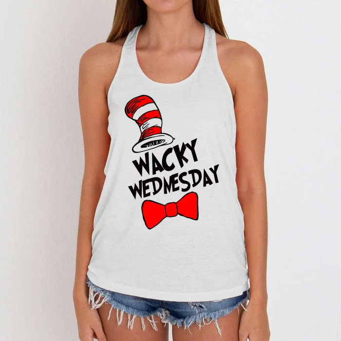 Wacky Wednesday Cat In Hat Women's Knotted Racerback Tank