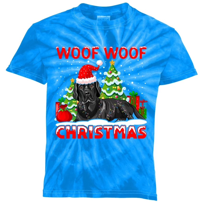 Woof Woof Christmas Cute Gift Kids Tie-Dye T-Shirt