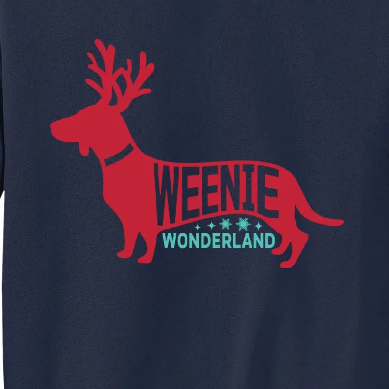 Weenie Wonderland Christmas Dog With Reindeer Antler Tall Sweatshirt