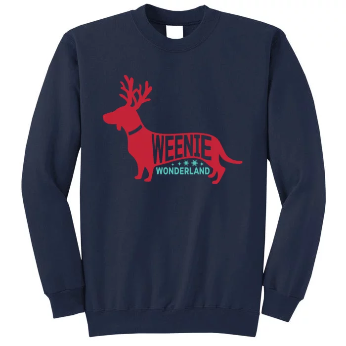 Weenie Wonderland Christmas Dog With Reindeer Antler Tall Sweatshirt