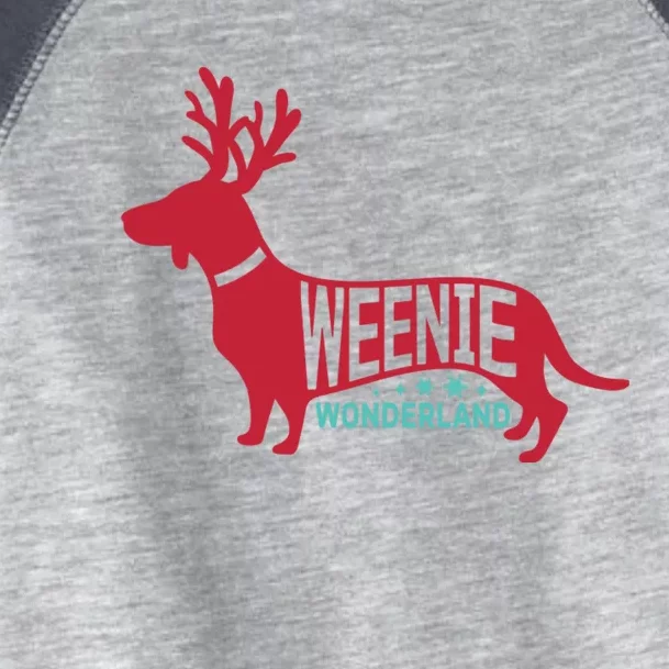 Weenie Wonderland Christmas Dog With Reindeer Antler Toddler Fine Jersey T-Shirt