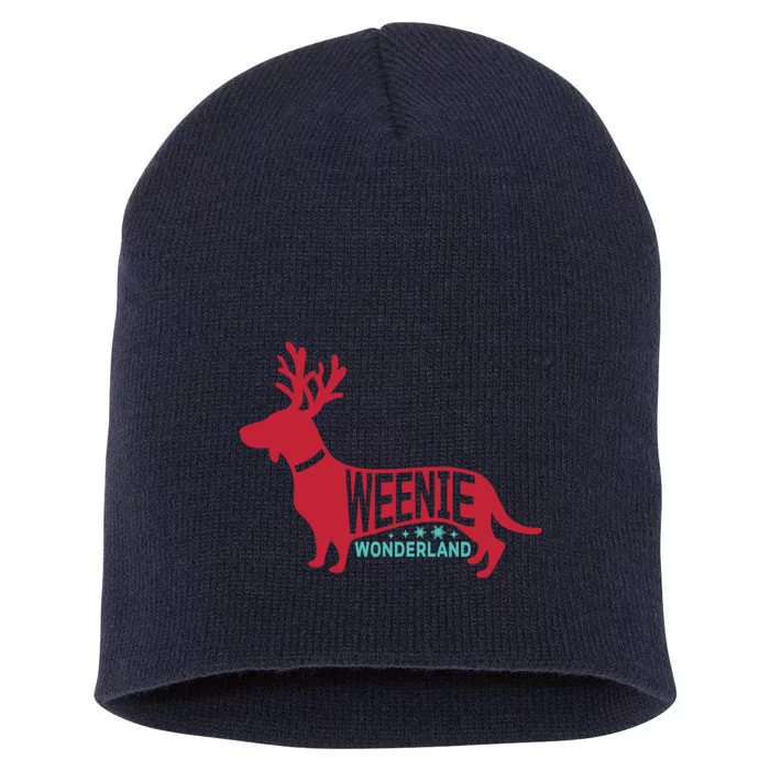 Weenie Wonderland Christmas Dog With Reindeer Antler Short Acrylic Beanie