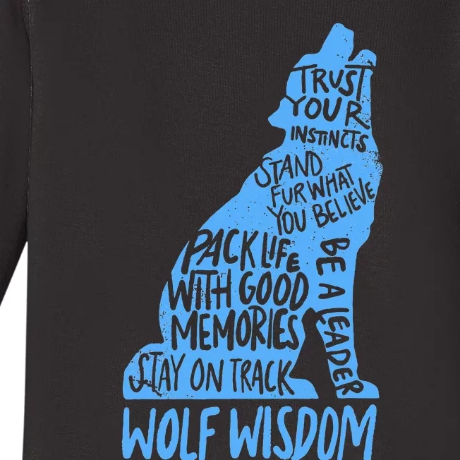 Wolf Wisdom Cute Wolves Lover Inspirational Sayings Quotes Baby Long Sleeve Bodysuit