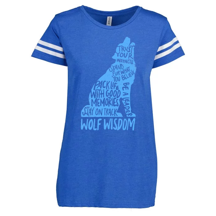 Wolf Wisdom Cute Wolves Lover Inspirational Sayings Quotes Enza Ladies Jersey Football T-Shirt