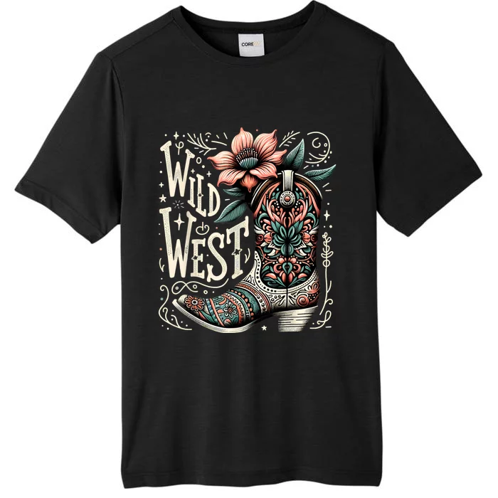 Wild West Country Music Vintage Cowgirl Boot Western Flower ChromaSoft Performance T-Shirt