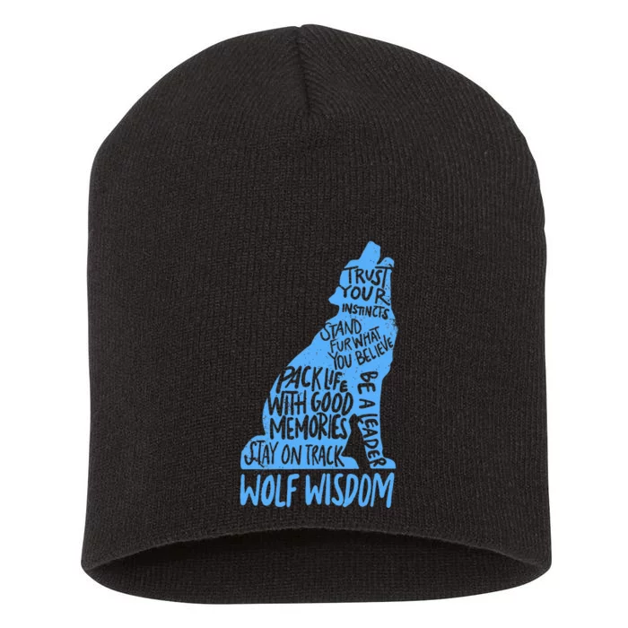 Wolf Wisdom Cute Wolves Lover Inspirational Sayings Quotes Short Acrylic Beanie