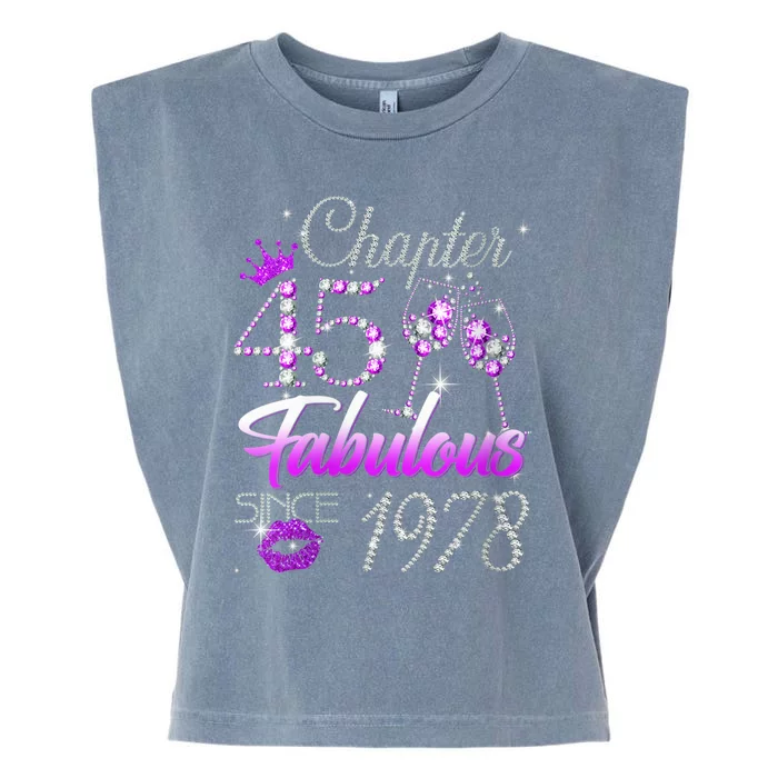 Wo Wo Chapter 45 Fabulous Since 1978 45th Birthday Queen Garment-Dyed Women's Muscle Tee