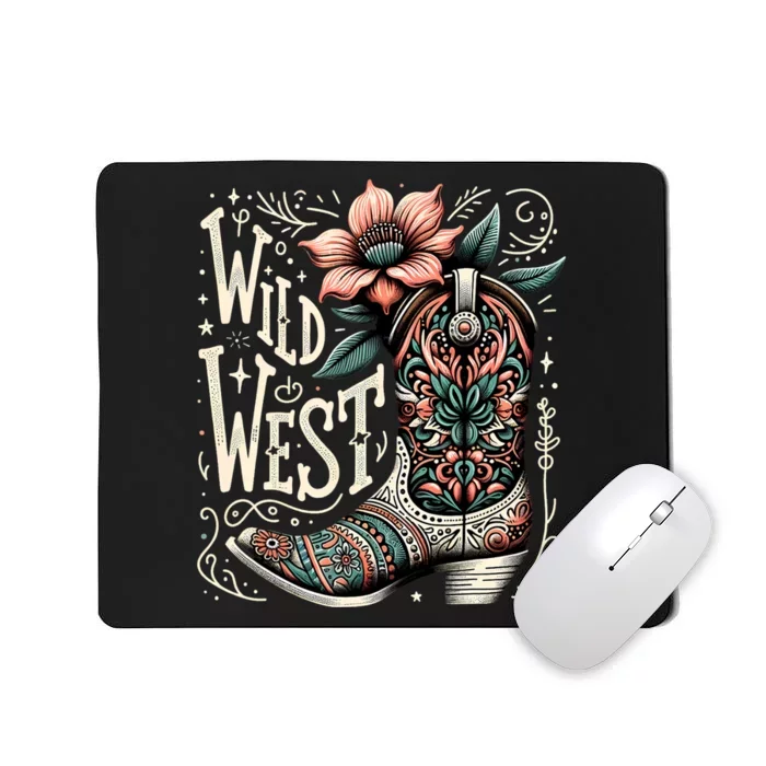 Wild West Country Music Vintage Cowgirl Boot Western Flower Mousepad