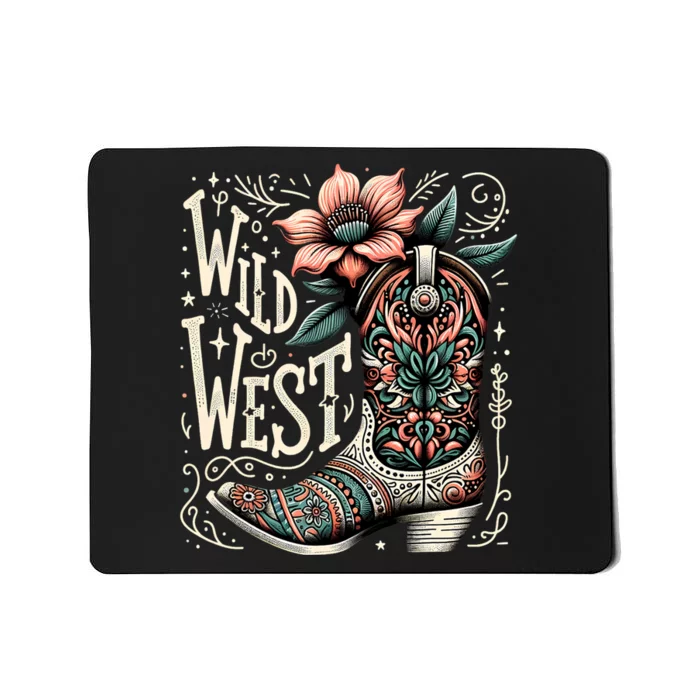 Wild West Country Music Vintage Cowgirl Boot Western Flower Mousepad