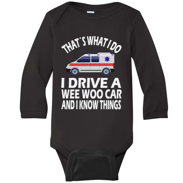 Wee Woo Car Funny Paramedic Baby Long Sleeve Bodysuit